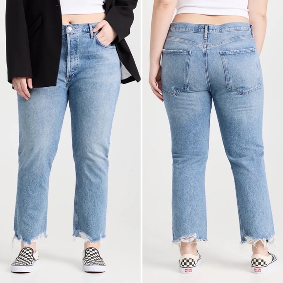 ✨NWT✨ AGOLDE Riley High Rise Slim Straight Crop Jean in Haven Blue Sz 30 - Picture 10 of 12